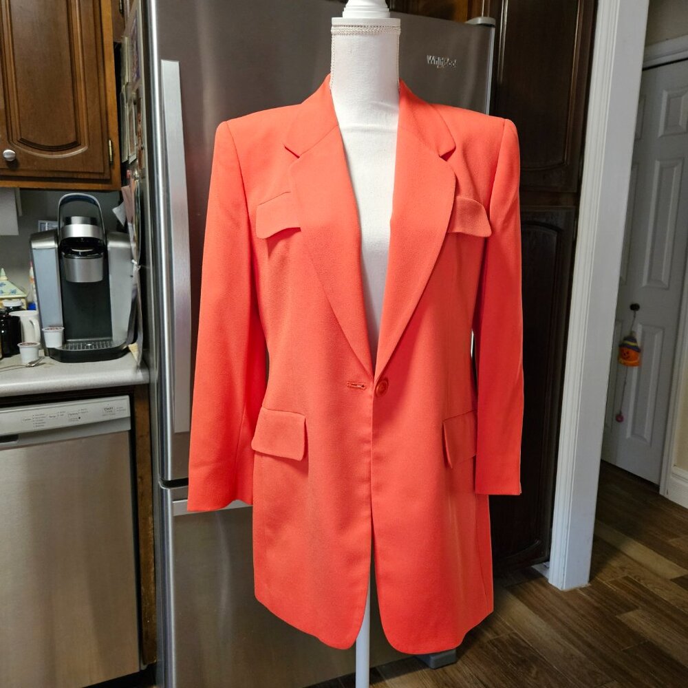 Jones New York Orange Single Button Lined Blazer Jacket Sz-6 - Wow!
